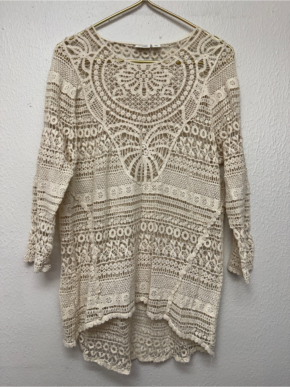 Cato Lightweight Crochet Knit Sweater - Cream XL